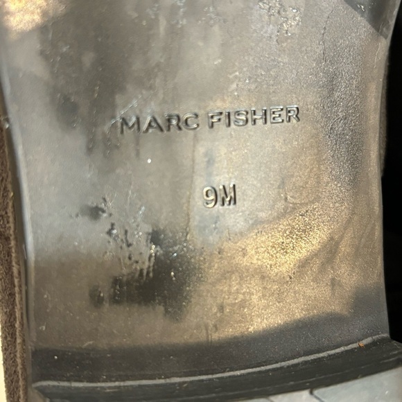 MARC FISHER Sz 9 Over the Knee Boots Drawstring Almond Toe Flat Heel In Grey - Picture 13 of 14